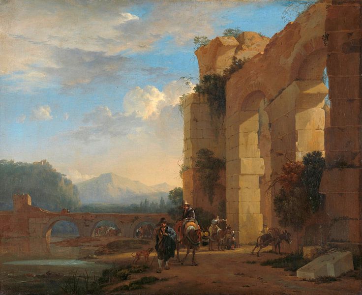 Muletiers à côté d'une ruine italienne, Jan Asselijn par Des maîtres magistraux