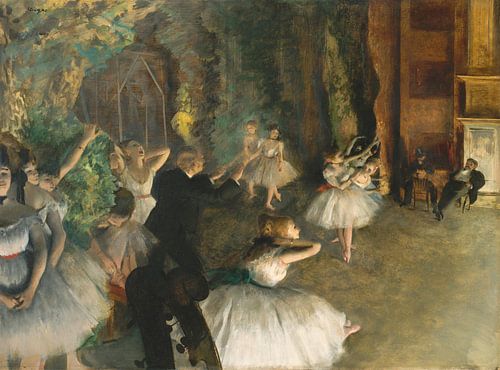 De repetitie van het ballet op het toneel, Edgar Degas.