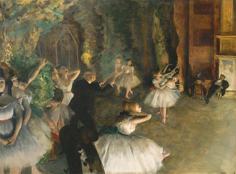 The Rehearsal of the Ballet Onstage, Edgar Degas by Masterful Masters