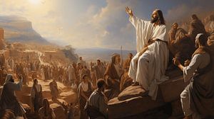 Gemälde von Jesus Christus, in einem weißen Gewand, Aquarell-Kunstdesign