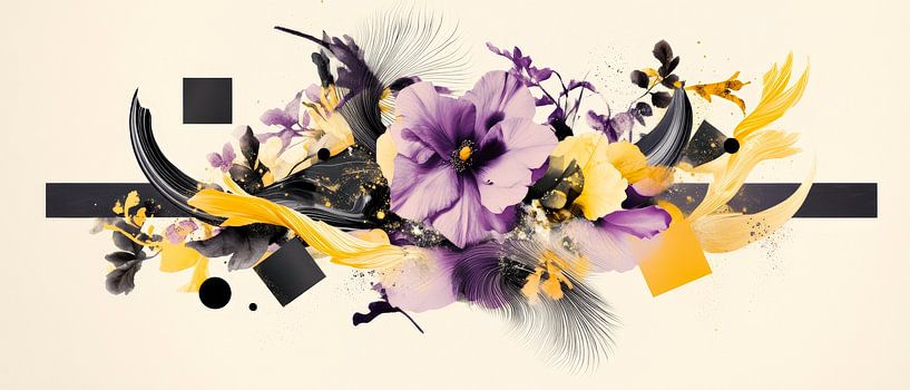 Bunte Blumenkomposition mit Grafikdesign von Poster Art Shop