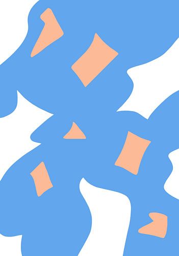 Abstract in orange, blue and white