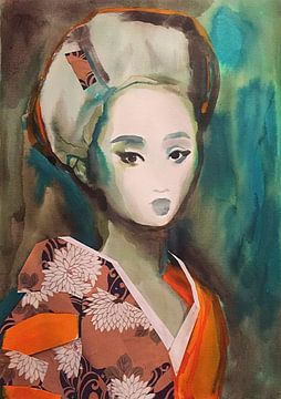 Chrysantheme Kimono von Helia Tayebi Art