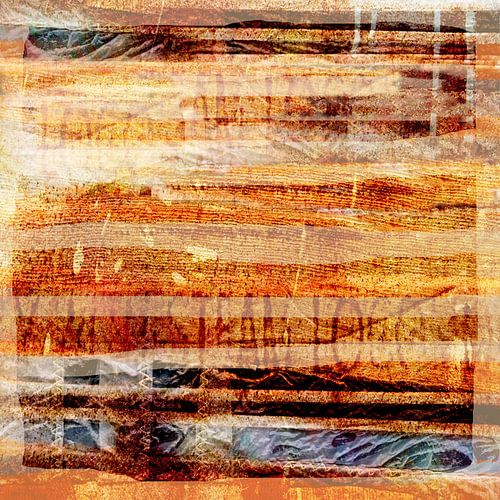 Patchwork bruin 11 met blauw en oranje