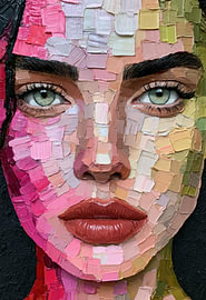 Portrait coloré d'une femme aux yeux verts sur SPEQ ART