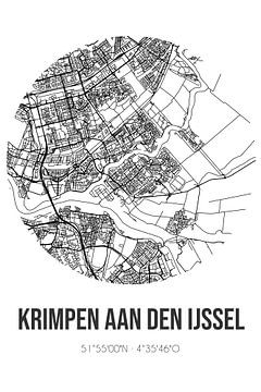 Krimpen aan den IJssel (Zuid-Holland) | Landkaart | Zwart-wit van MijnStadsPoster