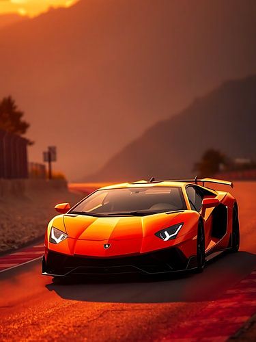 Lamborghini Aventador Red Sunset 2