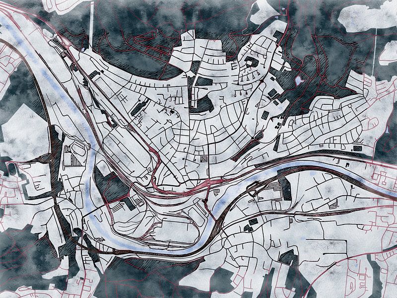 Kaart van Völklingen in de stijl 'White Winter' van Maporia