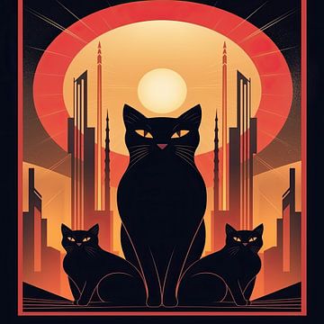 Art Deco Katze Poster von Niklas Maximilian