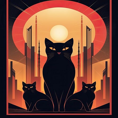 Art Deco Cat Poster