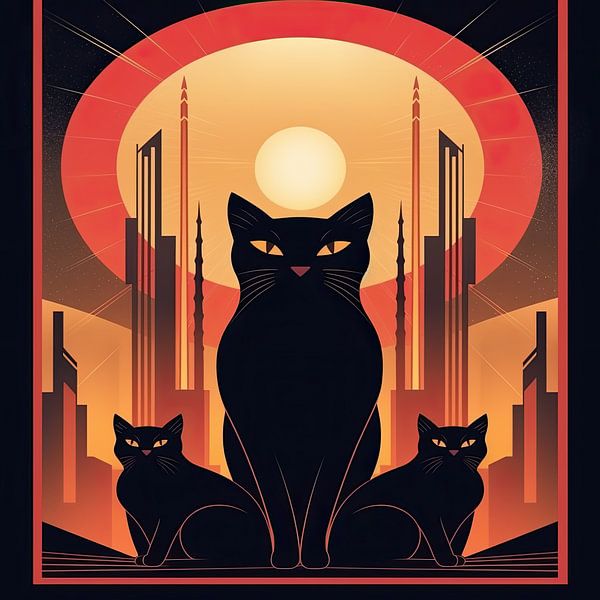 Art Deco Cat Poster by Niklas Maximilian