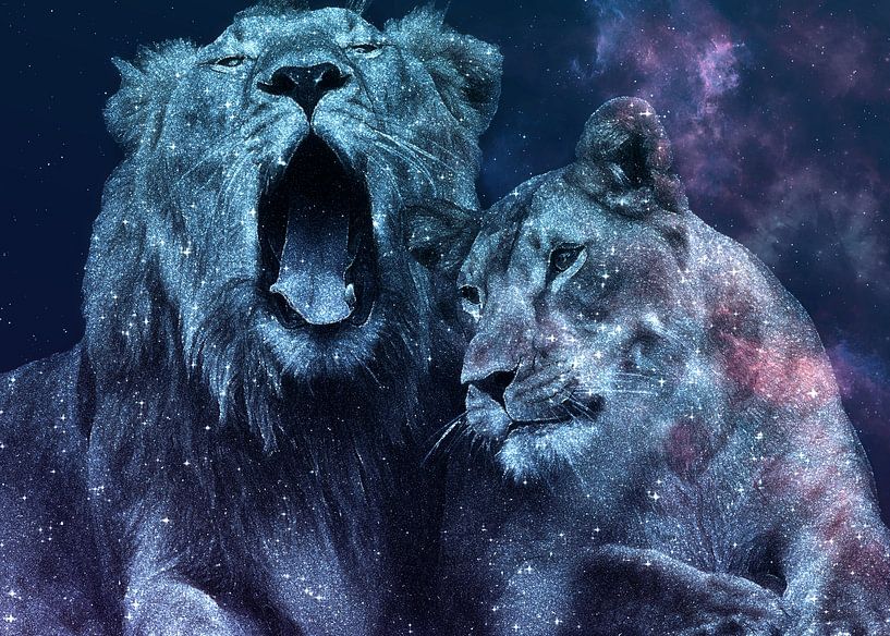 Galaxy Lion Couple in Love by Lemo Boy
