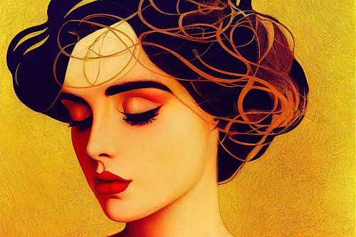 Eine elegante Frau im Stil von Gustav Klimt