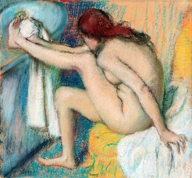 Nackte Dame. Frau, die ihren Fuß trocknet, Edgar Degas (ca. 1885-1886) von Atelier Liesjes