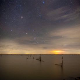 constellation orion over the IJsselmeer by Sjon de Mol