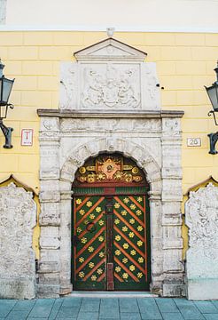 Decorated Green Door by Patrycja Polechonska