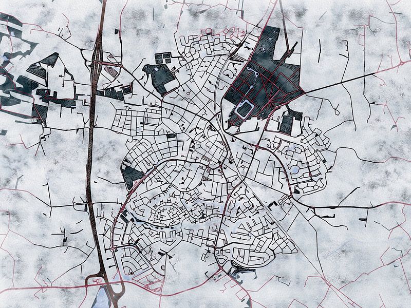 Map of Barneveld with the style 'White Winter' by Maporia