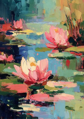 Roze waterlelies op een kalme vijver