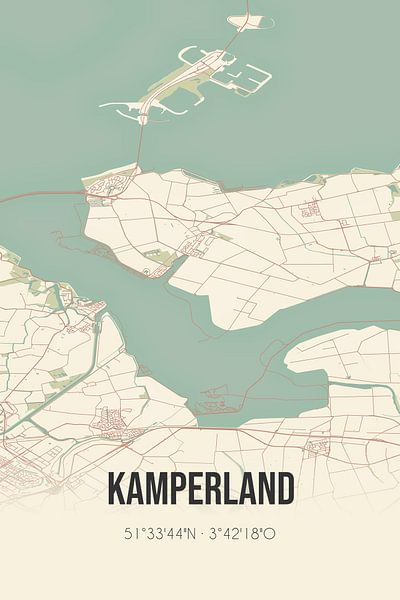Vieille carte de Kamperland (Zeeland) par Affiches de lieux