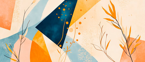 Colourful geometric shapes and plants