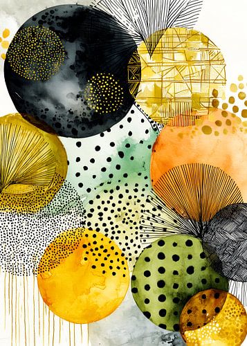 Abstractie modern schilderij vormen en kleuren