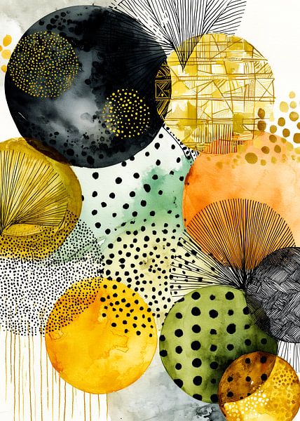 Abstractie modern schilderij vormen en kleuren van JBJart Justyna Jaszke