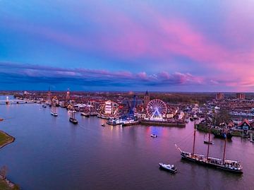 Sail Kampen Panoramablick bei Sonnenuntergang von Sjoerd van der Wal Fotografie