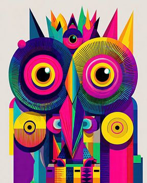 PopArt Totem of the Many Eyes by Klaus Tesching - Art-AI