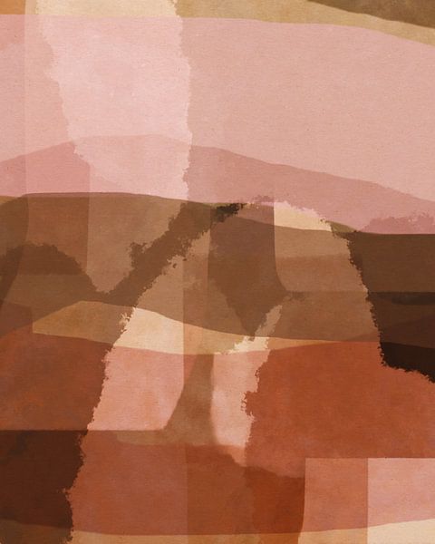 Abstract landscape. Earth tones and pink colors. by Dina Dankers