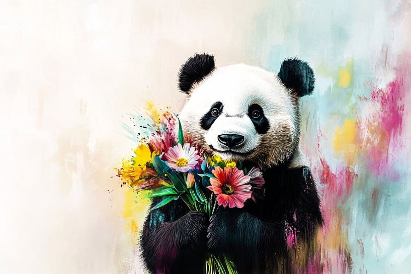 Panda with flowers artwork by Imperial Art House