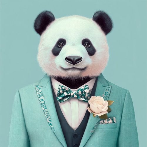 Chique panda in een pak