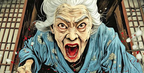 Angstige oudere Aziatische vrouw