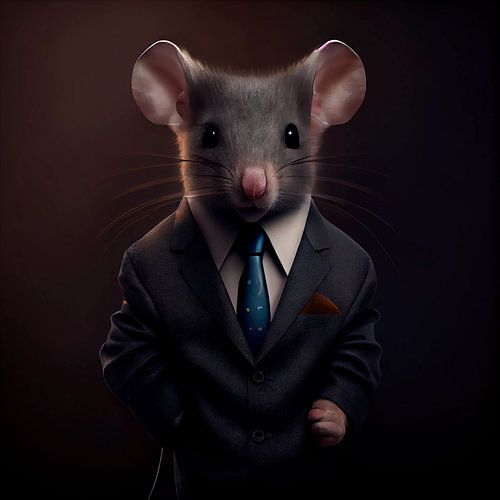 Stattliches Porträt einer Maus in einem schicken Anzug