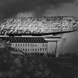Antwerp Port House under threatening clouds | Black and White by Daan Duvillier | Dsquared Photography