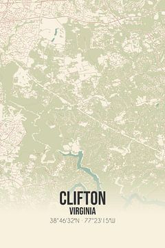 Alte Karte von Clifton (Virginia), USA. von Rezona