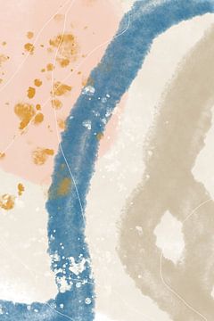 Festa otto. Modern abstract in roze, beige, wit, blauw en goud