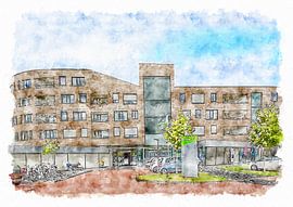 Borrendamme in Zierikzee (front) (watercolour) by Art by Jeronimo