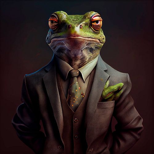 Stately portrait of a Frog in a fancy suit