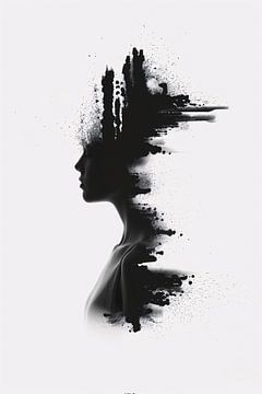 Zwart-wit silhouet met inktvlekken van Art & Soul Creations