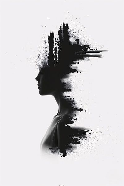 Schwarz-weiße Silhouette mit Tintenklecksen von Art & Soul Creations