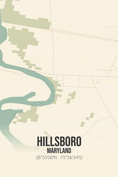 Alte Karte von Hillsboro (Maryland), USA. von Ortsdrucke