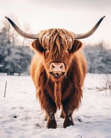 Bœuf des Highlands dans la neige