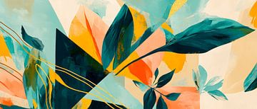 Buntes Blütenmuster mit geometrischen Formen von Poster Art Shop