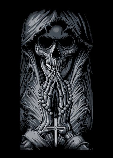 een geklede schedel bidt van Muhammad Yunus