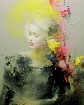 Modern portrait "Covered with paint" by Carla Van Iersel