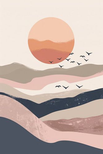 Zonsondergang in de woestijn - Minimalistische kunst