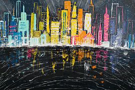 Skyline - Digitale Kunstwerke in Schwarz und Regenbogenfarben von Art By Dominic