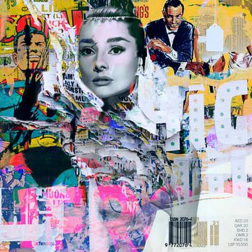 Audrey Hepburn vs James Bond Poster collage Dadaïsme van Felix von Altersheim