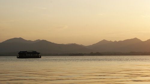 Chinesisches Boot, China Sonnenuntergang