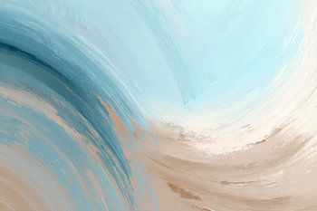 Abstract Blauw Beige Kleurstroom in Beweging